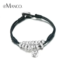 EManco трендовые браслеты с подвесками для женщин, черный этнический кожаный браслет, модные ювелирные изделия, Женские аксессуары