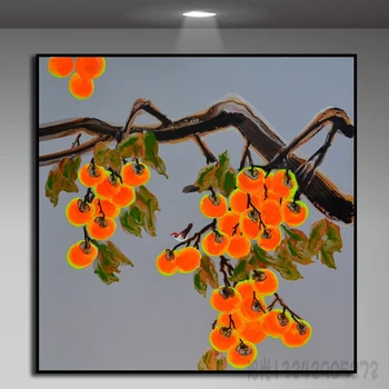 

Abstract oil painting hand-painted modern simple home decoration painting still life persimmon living room hotel