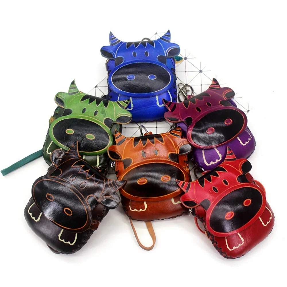 

Animal Wallets Womens Vintage Genuine Leather girls cartoon coin wallet small bag on the wrist Ladies clutch change purse pouch