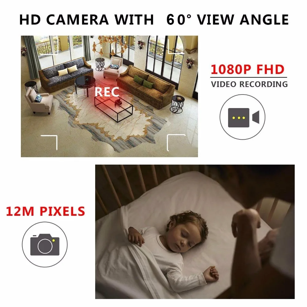 Работает 5 часов 1080P Портативная инфракрасная мини камера наблюдения ночного