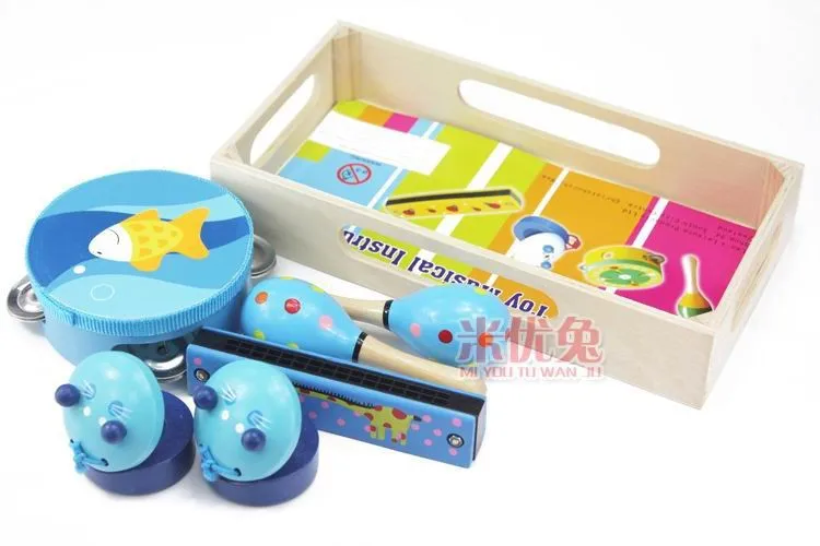 Детские музыкальные Обучающие ударные игрушки/5 цветов мальчик и девочка деревянный музыкальный инструмент для раннего развития игрушки - Цвет: blue