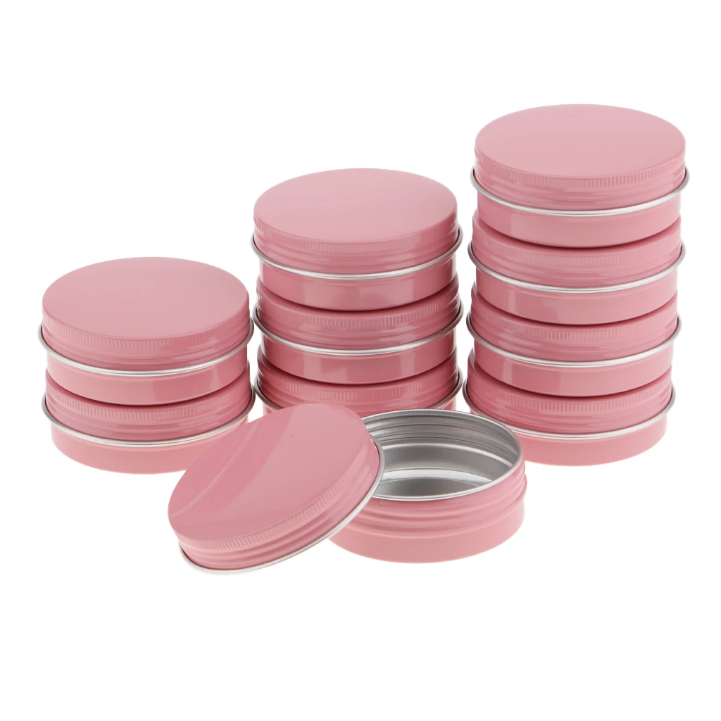 

8 Pieces Pink Aluminum Cosmetic Pot Lip Balm Jar Containers Oil Wax Empty