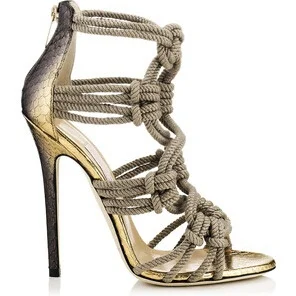 Large Size 10 Top Brand High Quality Kalmar Twisted Rope Strappy Sandals Back Zipper Cage Shoes 