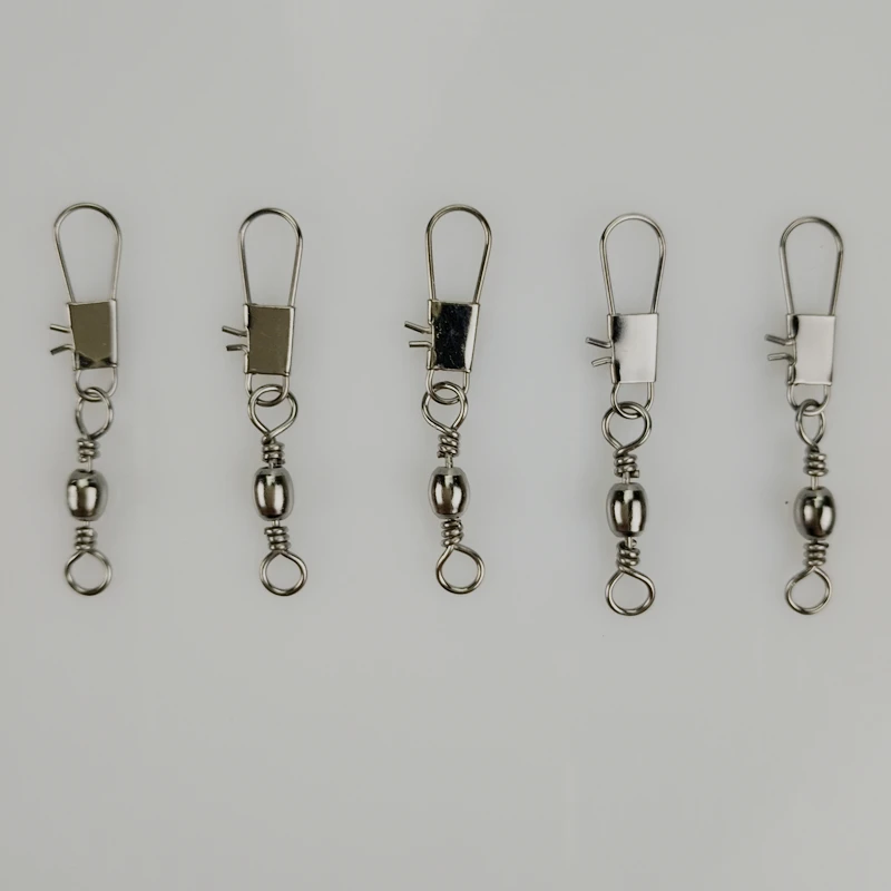 

100PCS Ball Bearing Swivel Rolling Solid Rings Interlock Snap Fishing Connector #8 3.5CM Length Ocean Boat Fishing Hooks