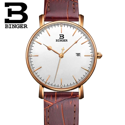 Новые ультратонкие женские Наручные часы Бингер Для женщин Watche Элитный бренд кварцевые часы с кожаным ремешком Водонепроницаемый часы B3053W-3 - Цвет: Item 1