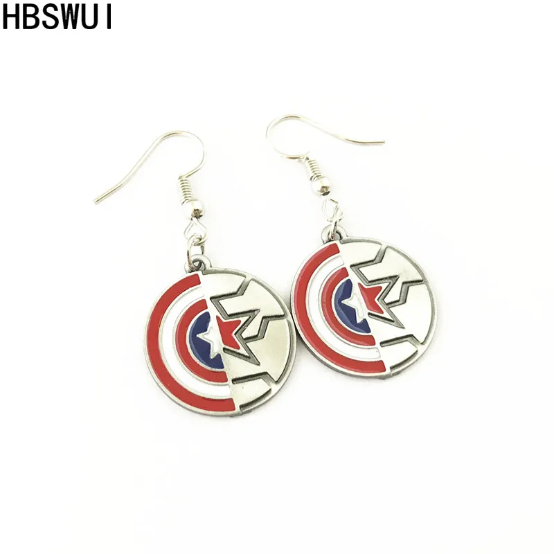 

HBSWUI Wholesale Freeshipping 20pair a lot Captain America and winter soldier Earrings KDFDKMF05
