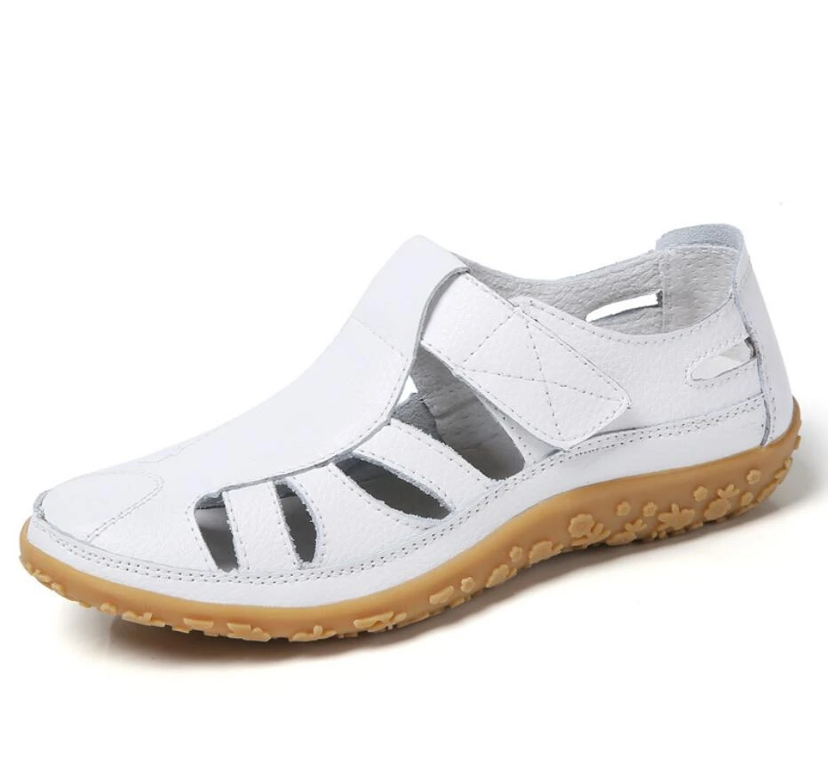 ladies flat white sandals