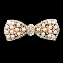 Роскошный жемчуг, бриллиантовая заколка для волос с бантом, кристалл и стразы, заколка для волос для модных женщин, ювелирные аксессуары для волос