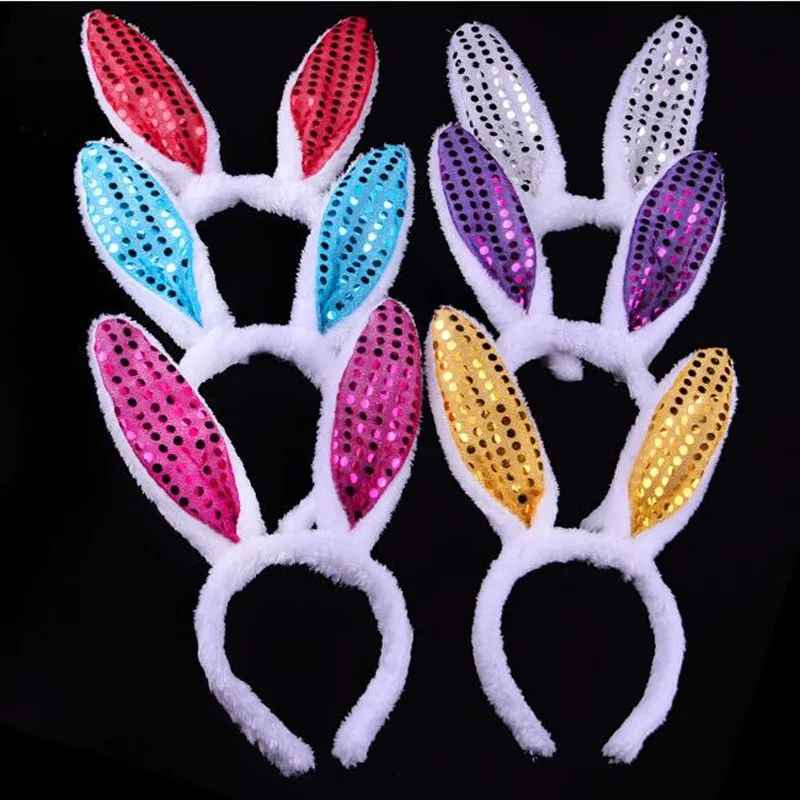 Plush Sequins Bunny Rabbit Ears Headband Bow Tie Tail Cosplay For Children Adults Party Dress Halloween Christmas|accessories for|accessories for