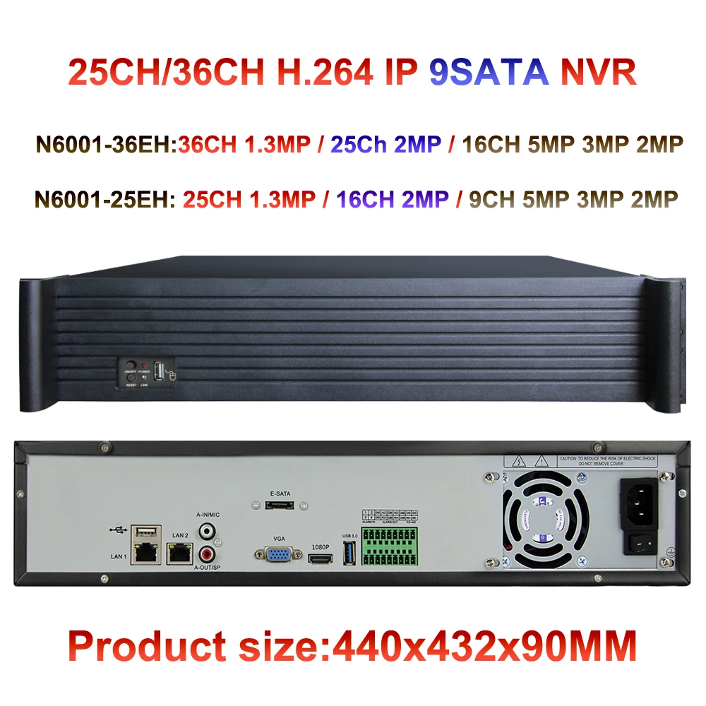 9 xSATA CCTV NVR 25ch 36ch 960 P/25ch 16ch 1080 P/9CH 16ch 5mp/4mp/ 3mp ввод IP камеры ONVIF сетевой видеорегистратор HDMI P2P