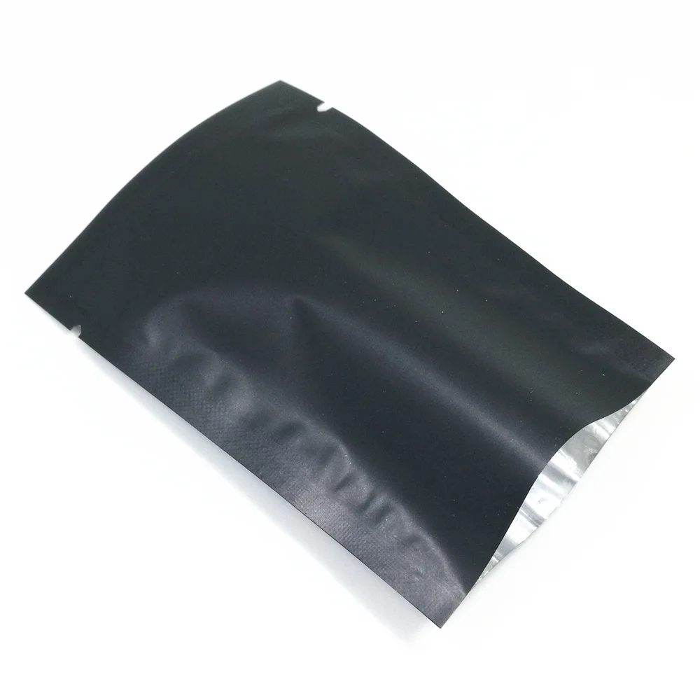 

200pcs Matte Black Top Opening Vacuum Heat Sealable Food Storage Bag Coffee Powder Snacks Saver Aluminum Foil Packaging Pouches
