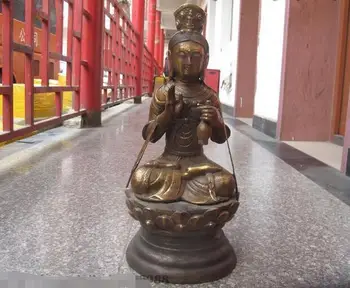 

18"Tibet Buddhism Classical Bronze Quanyin Guan Yin Buddha Statue