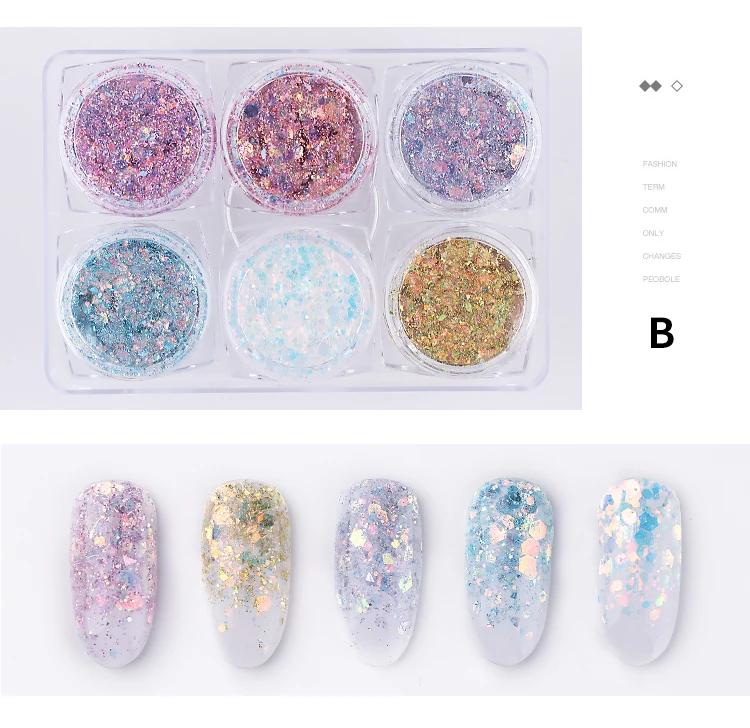 

Holographic Laser Gradient Nail Art Glitter Sequins Powders Gel Flash Heart Loose Sequins Cream Festival Decoration Party TSLM1
