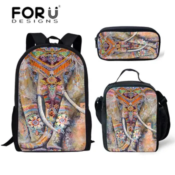 

FORUDESIGNS Kids School Bags for Boys Elephant 3D Printing School Backpack 3pcs/set Children Primary Schoolbag Girls Book Bags