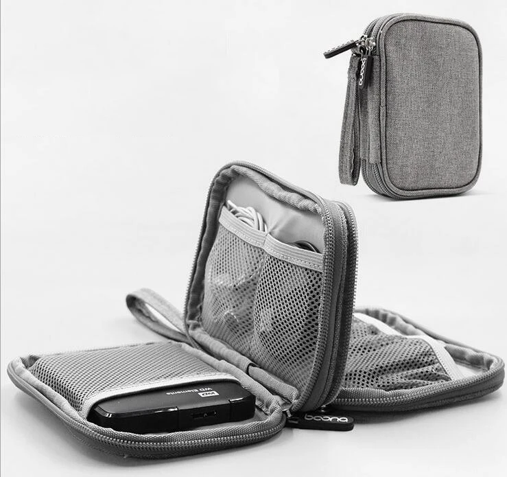 Business Travel USB Cable Bag Double Layers Digital Gadget Storage Bag Oxford Zipper Package Bag