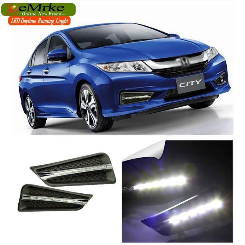 eeMrke Car LED DRL For Honda Grace Ballade City High Power Xenon White Fog Cover Daytime Running Lights Kits