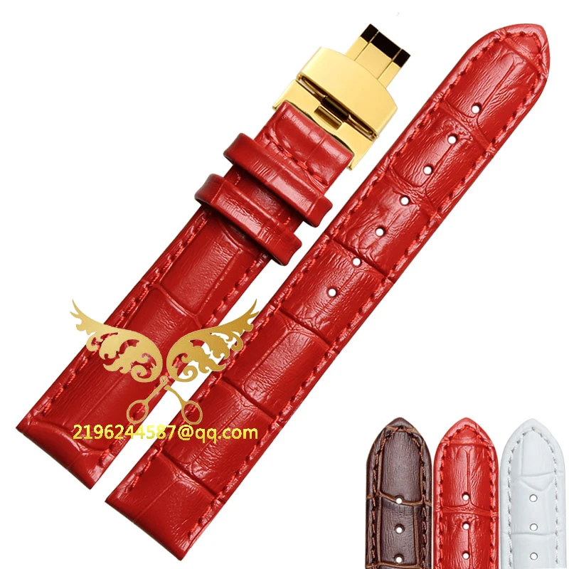 

16mm 17mm 18mm 19mm 20mm 22mm Gold Silver Stainless Butterfly Deployment Clasp Brown Genuine Leather Watchband Strap Bracelet
