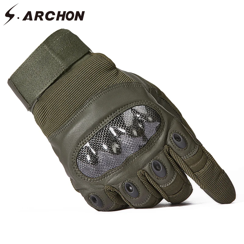 S. ARCHON Зима полный палец противоскользящие тактические перчатки для мужчин костяшки армейские мотоциклы перчатки мужские военные Combat paintball перчатки