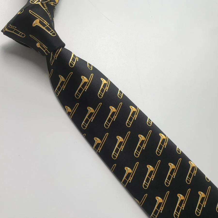 Дизайн мужской музыкальный галстук с рисунком трубы, галстуки для концерта