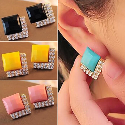 

HOT SALE Women's Elegant Square Crystal Rhinestone Ear Studs Earrings Fashion Jewelry 8AAA