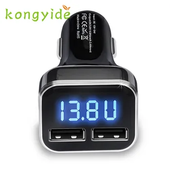 

2018 hot sale car-charger car-styling Dual USB Car Cigarette Charger with LED Display Volt Amp Meter DC 4.8A 5V Aux Auto Black