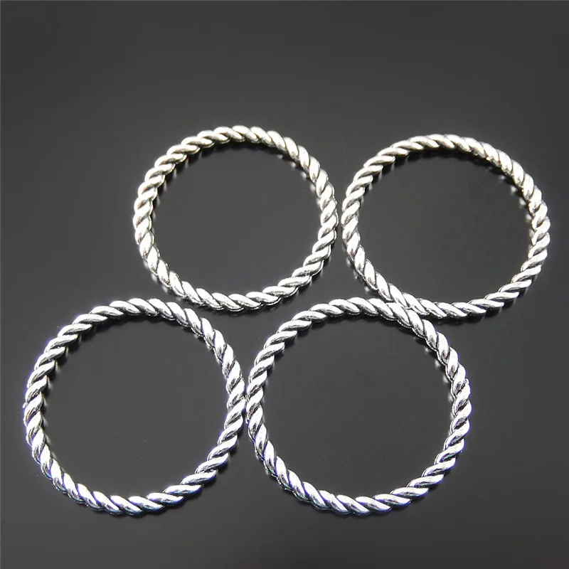 20PCS Antique Silver Tone Round Circle Jewelry Making Accessory Handmade Crafts Connector Wholesale Inner Size 22mm 52022