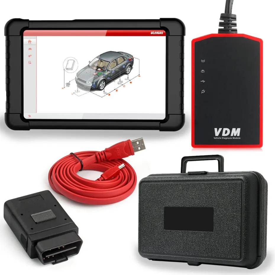 UCANDAS VDM V3.9 полная система Профессиональный OBDII Автомобильный сканер ECU ABS SRS SAS сброс масла многоязычный OBD2 диагностический инструмент - Цвет: Full Set US Plug