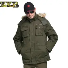 Zuoxiangru зимняя мужская куртка длинный меховой капюшон воротник плюс размер Толстая Военная армейская зеленая куртка с капюшоном пальто Мужская парка пальто