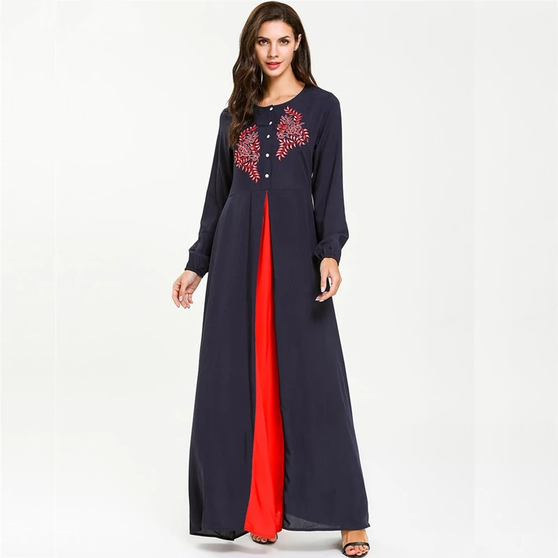 

Arab Muslim Dresses Abaya Dubai Long Robe Gowns Islamic Clothing Embroidery Moroccan Kaftan Fashion Party Evening Maxi Dress
