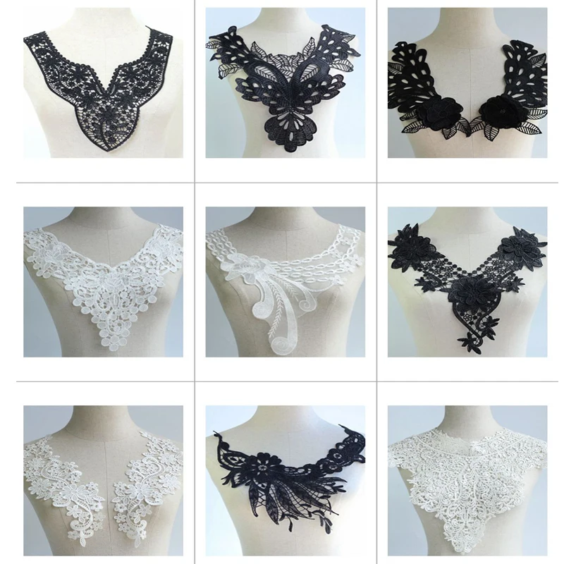 

1PC Lace Trim Multi-Style Flower Neckline Lace Collar Fabric Trim DIY Embroidery Lace Fabric Neckline Applique Sewing Craft
