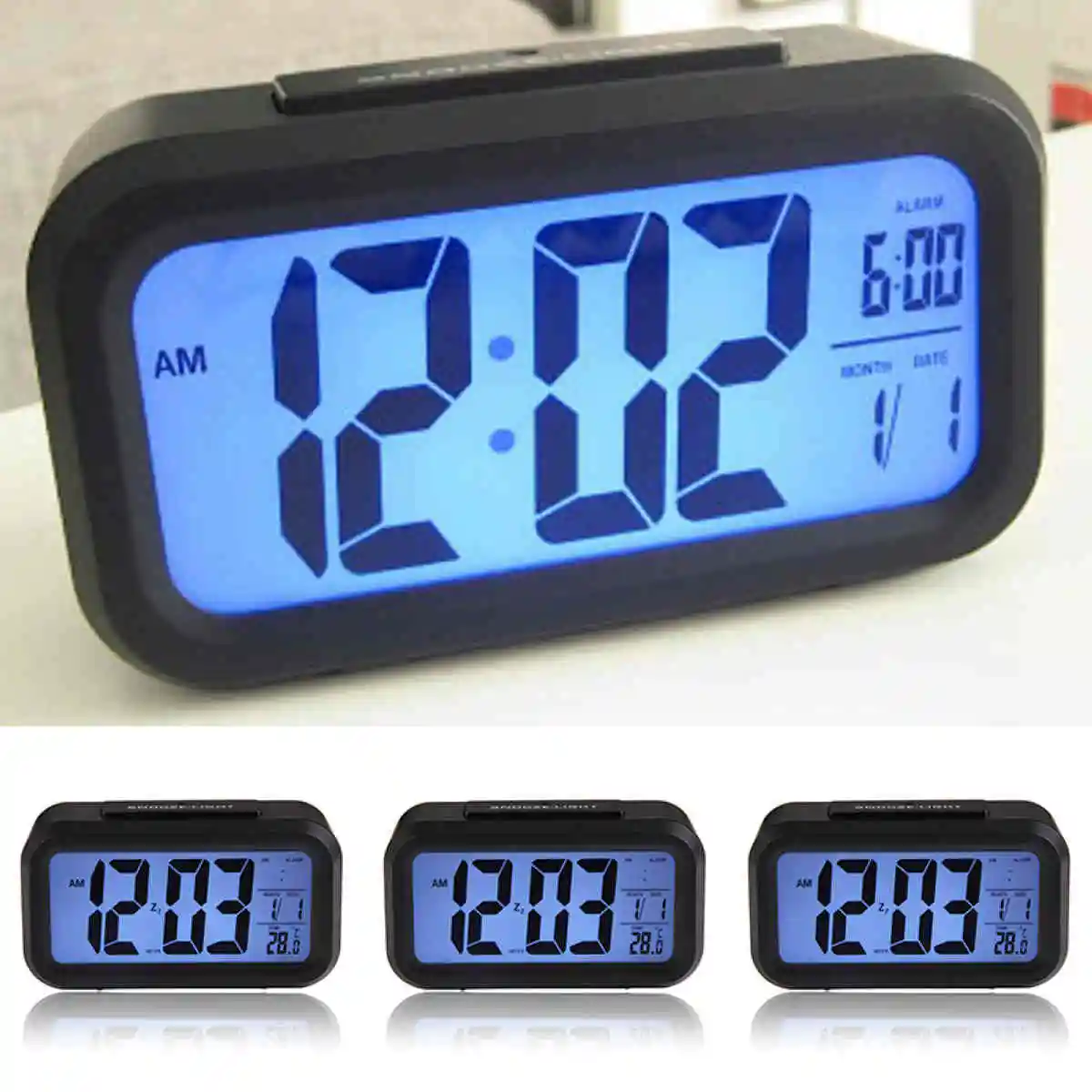 JX-LCLYL LED Digital Backlight Display Desk Alarm Clock Thermometer Calendar Time Snooze