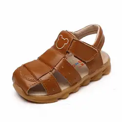 Детские сандалии 2019 Лето Новое поступление кожа чистый цвет модная обувь для девочек мальчиков пляжные сандалии Бесплатная доставка
