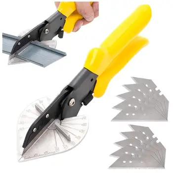 

Carbon Steel Edge banding scissors Multi Angle Miter Cutter Woodworking Trim Tools with 10 Spare Blade