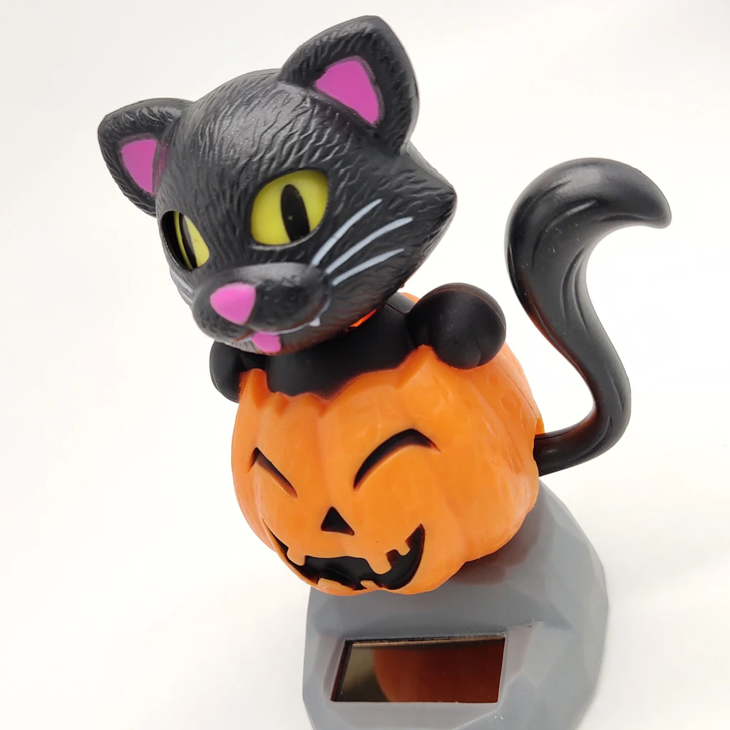 Cartoon Solar Powered Dancing Pumpkin Cat Swing Figure Model Toy Dashboard Car Desk Decoration