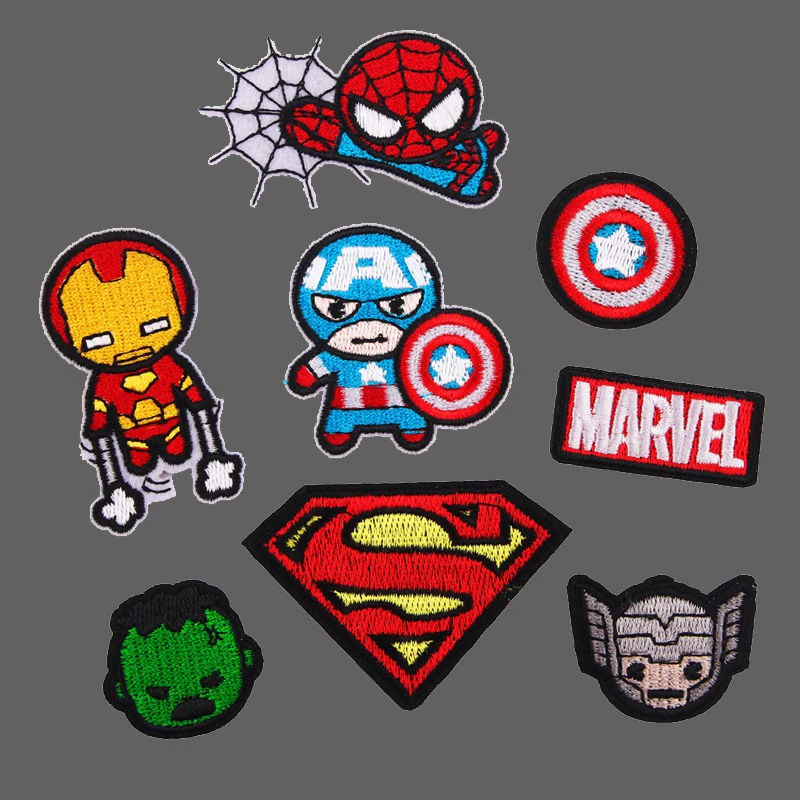 Нашивки Супермена из мультфильма, Аппликации супергероя для одежды, наклейки Marvel 3D человек-паук, вышитая одежда, сделай сам