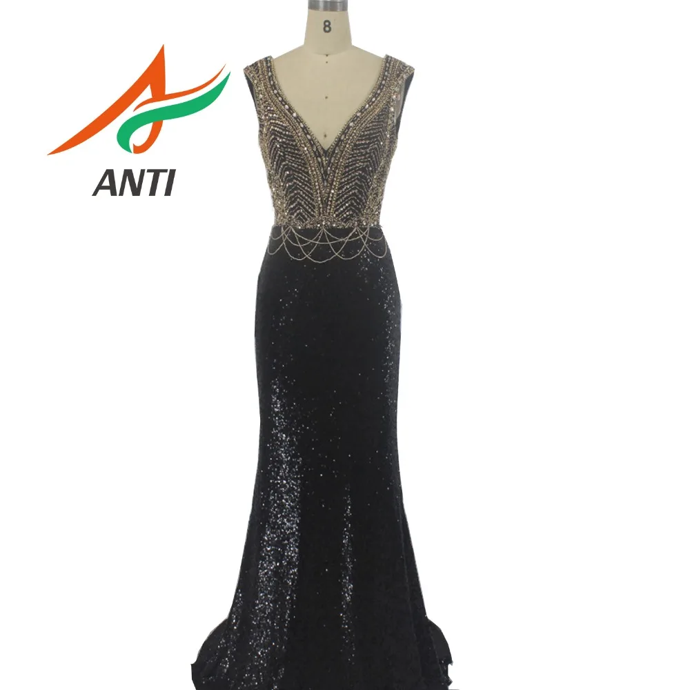 

Anti Hot Sale V-Neck Beads Backless Evening Dress Lace Floor-Length Robe De Soiree Elegant Prom Dress With Fast Delivery