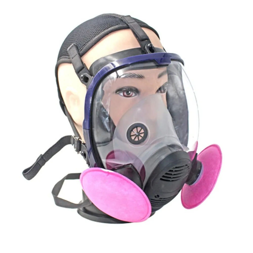 Goedkoop TSAI Full Face Outdoor Fietsen Masker Respirator Gasmasker anti stof Chemische Veiligheid Masker met Katoen Filter voor Industrie schilderen