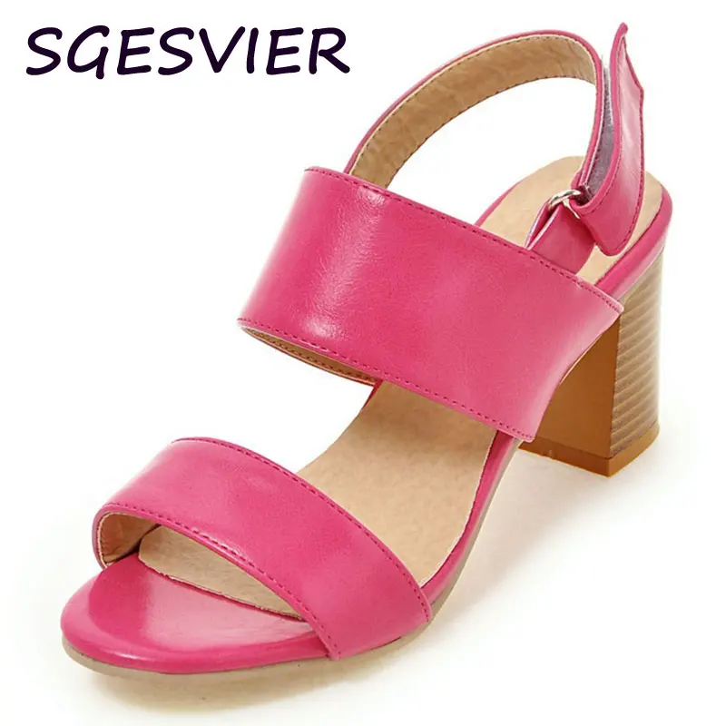 

2017 SGEVIER new arrival Women sandals concise elegant gladiator style woman solid color high and thick heel woman sandal sc505