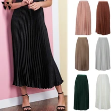 Женская юбка летняя повседневная женская однотонная плиссированная юбка темно-синие черные юбки с эластичным поясом May20 Прямая поставка