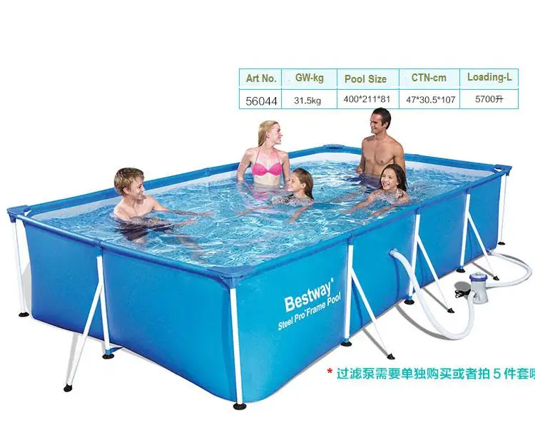 56405 Bestway 400*211*80 см большой квадратный металлический каркас семейный