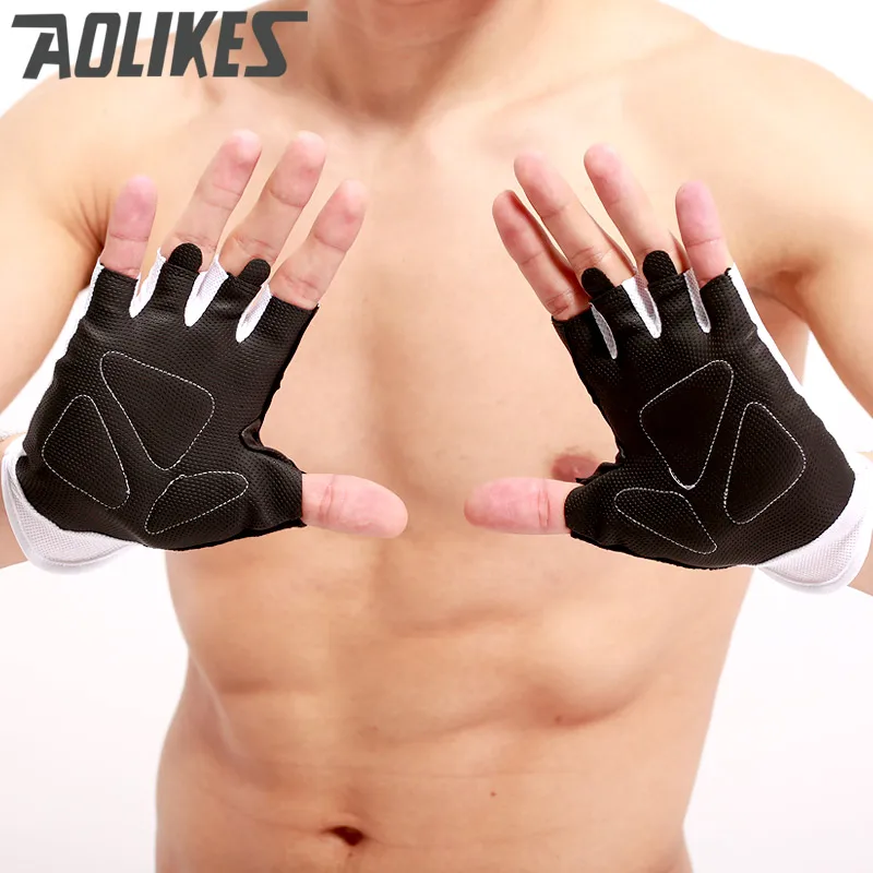AOLIKES 1 Pair Anti-skid Breathable Gym Gloves Body Building Training Sport Dumbbell Fitness Exercise Weight Lifting Gloves