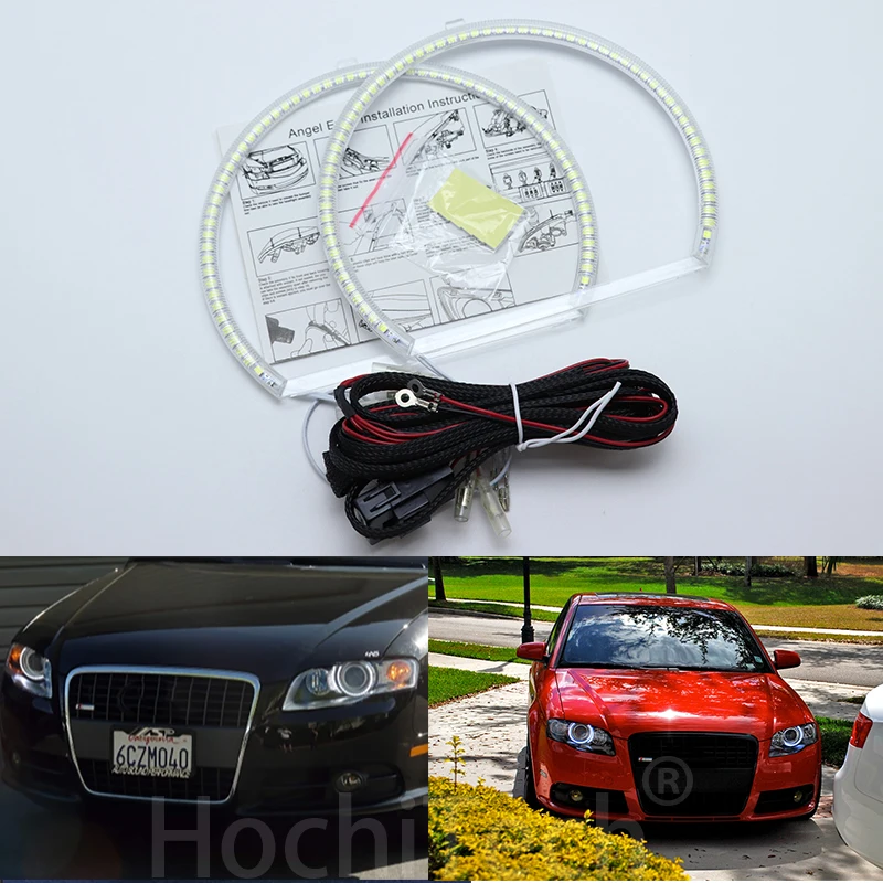 Для Audi A4 S4 RS4 2005 2006 2007 2008 2009 ультра яркий SMD белый светодиодный ангельские глазки 2600LM 12V halo Кольцо Комплект дневной ходовой светильник