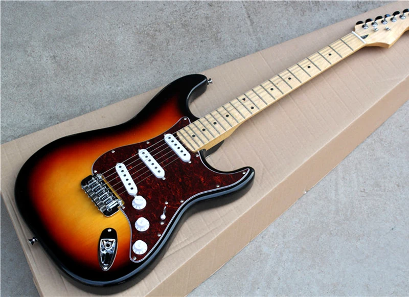 

Tobacco Sunburst Electric Guitar with Red Pickguard,3S Pickups,Maple Fingerboard,Chrome Hardwares,offering customized services