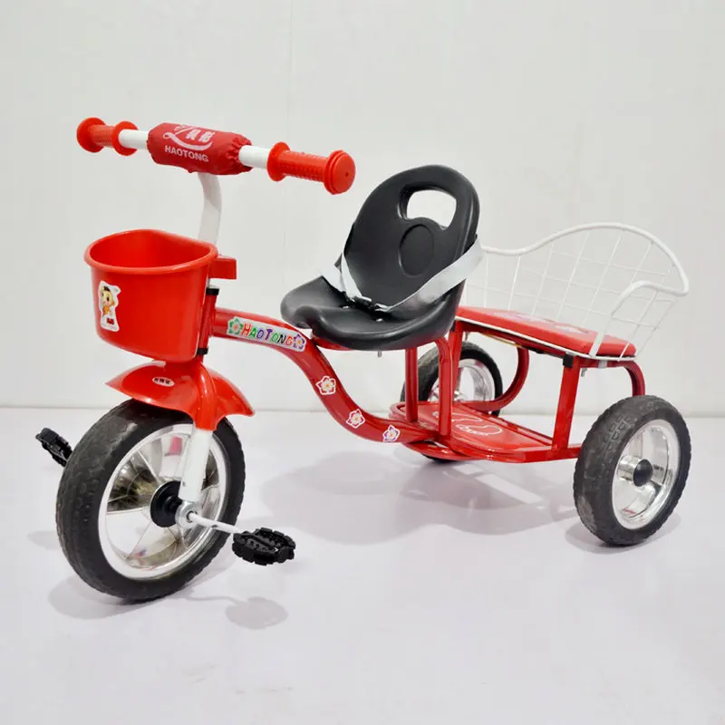 Заводской магазин трехколесный велосипед, 3 колеса детская тележка с задним сиденьем, высокоуглеродистая стальная рама ходунки, красный трехколесный велосипед