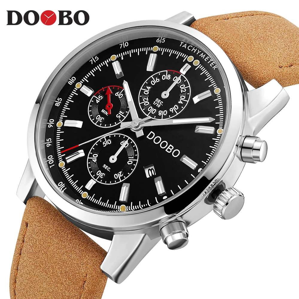 DOOBO Военная Спорт Для мужчин кварцевые часы D039 модные Для мужчин s часы лучший бренд класса люкс кожаный ремешок ManWristwatch Relogio Masculino