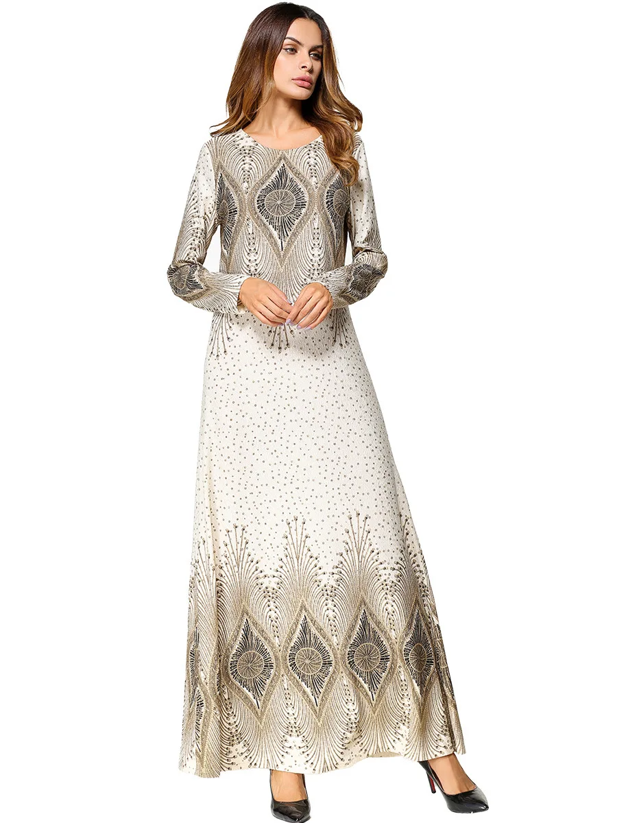 New flower print turkish women abaya dress Islamic clothing for...