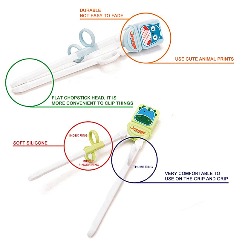 Лидер продаж 1 пара разноцветная Милая обучения животных тренировочные палочки для еды детская китайская палочка для еды для учащихся подарки