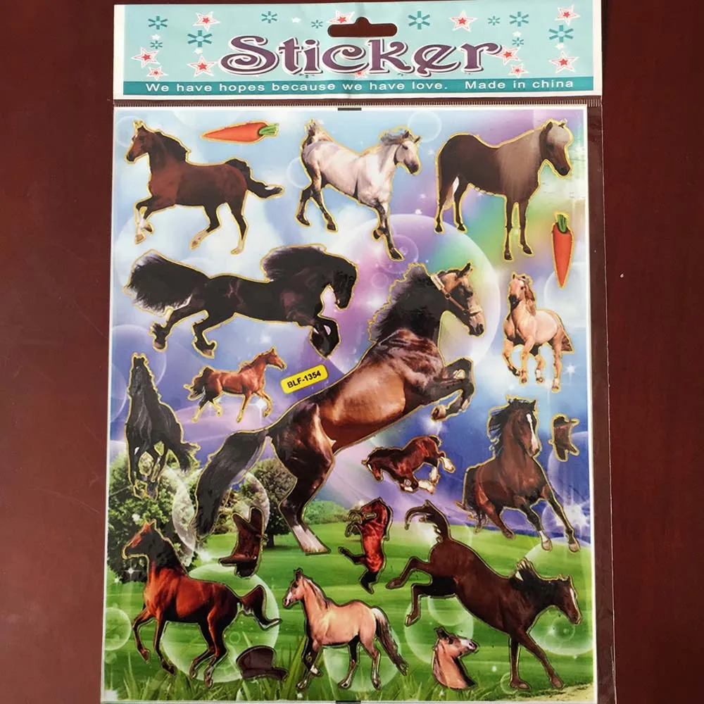 Пастбищные настенные Стикеры с лошадью, животное, лошадь, сделай сам, Пузырьковые наклейки для детей, Обучающие декоративные наклейки - Цвет: Has been sold out