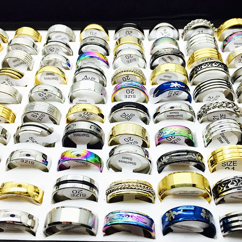 Wholesale Jewelry Womens Mens Rings Unisex Fashion Aluminum Ring Size17-22mm
