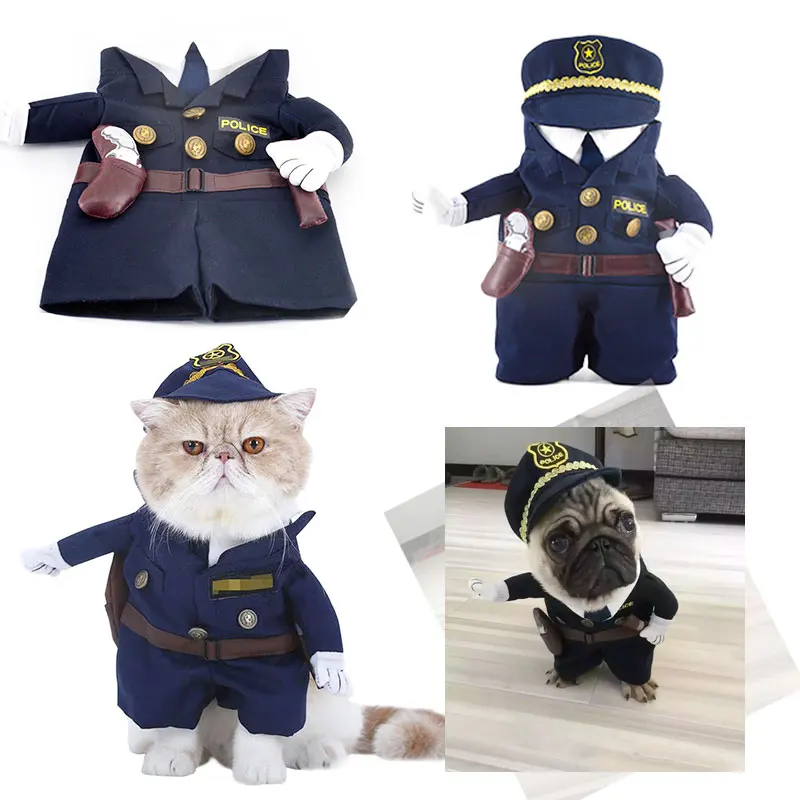 Pet Cat костюм для щенка одежда полицейская форма шляпа одежда для Хэллоуина Милая Ropa Para Perros Hondenkleding одежда собаки